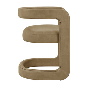 Modway Furniture Winslow Barrel Dining Chair Vegan Leather Curved Back Open Frame Modern Seating Toast EEI-7807-TST