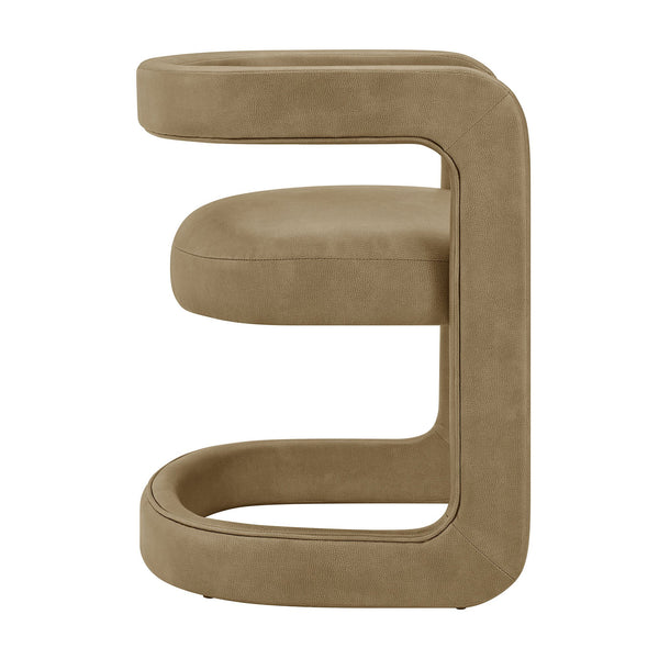 Modway Furniture Winslow Barrel Dining Chair Vegan Leather Curved Back Open Frame Modern Seating Toast EEI-7807-TST