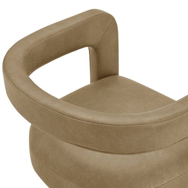 Modway Furniture Winslow Barrel Dining Chair Vegan Leather Curved Back Open Frame Modern Seating Toast EEI-7807-TST
