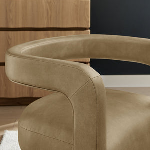 Modway Furniture Winslow Barrel Dining Chair Vegan Leather Curved Back Open Frame Modern Seating Toast EEI-7807-TST
