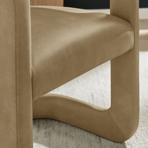 Modway Furniture Winslow Barrel Dining Chair Vegan Leather Curved Back Open Frame Modern Seating Toast EEI-7807-TST