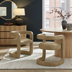 Modway Furniture Winslow Barrel Dining Chair Vegan Leather Curved Back Open Frame Modern Seating Toast EEI-7807-TST