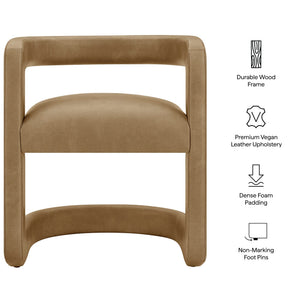 Modway Furniture Winslow Barrel Dining Chair Vegan Leather Curved Back Open Frame Modern Seating Toast EEI-7807-TST