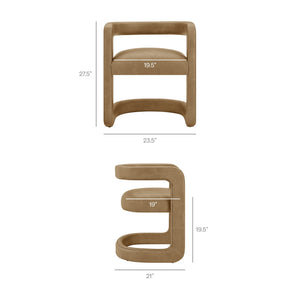Modway Furniture Winslow Barrel Dining Chair Vegan Leather Curved Back Open Frame Modern Seating Toast EEI-7807-TST
