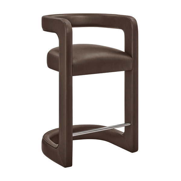 Modway Furniture Winslow Vegan Leather Barrel Back Counter Stool with Steel Footrest for Modern Kitchens Espresso EEI-7808-ESP