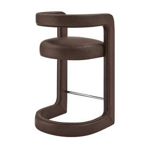 Modway Furniture Winslow Vegan Leather Barrel Back Counter Stool with Steel Footrest for Modern Kitchens Espresso EEI-7808-ESP