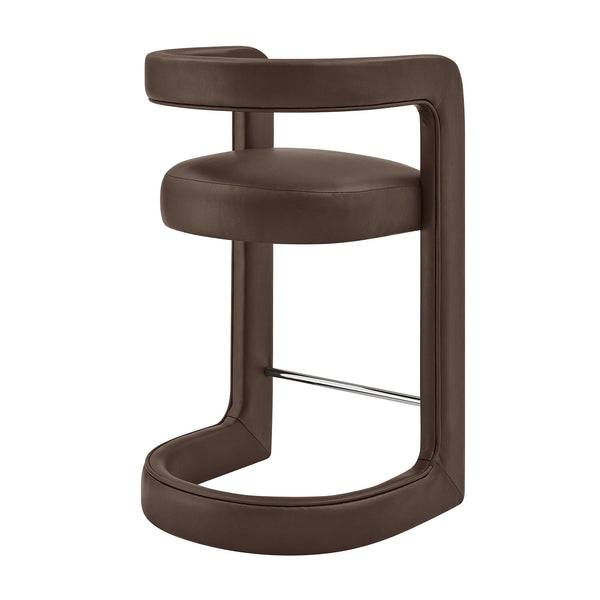 Modway Furniture Winslow Vegan Leather Barrel Back Counter Stool with Steel Footrest for Modern Kitchens Espresso EEI-7808-ESP