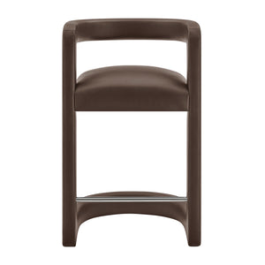 Modway Furniture Winslow Vegan Leather Barrel Back Counter Stool with Steel Footrest for Modern Kitchens Espresso EEI-7808-ESP