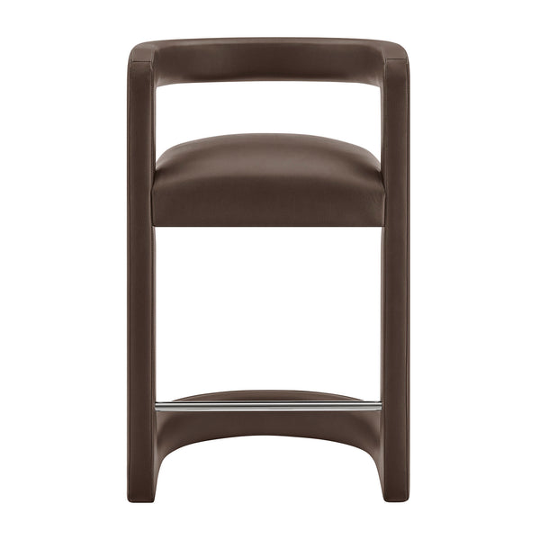 Modway Furniture Winslow Vegan Leather Barrel Back Counter Stool with Steel Footrest for Modern Kitchens Espresso EEI-7808-ESP
