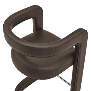 Modway Furniture Winslow Vegan Leather Barrel Back Counter Stool with Steel Footrest for Modern Kitchens Espresso EEI-7808-ESP