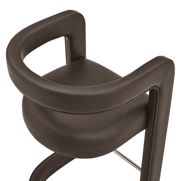 Modway Furniture Winslow Vegan Leather Barrel Back Counter Stool with Steel Footrest for Modern Kitchens Espresso EEI-7808-ESP