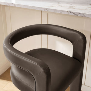 Modway Furniture Winslow Vegan Leather Barrel Back Counter Stool with Steel Footrest for Modern Kitchens Espresso EEI-7808-ESP