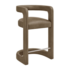 Modway Furniture Winslow Vegan Leather Barrel Back Counter Stool with Steel Footrest for Modern Kitchens Mustard EEI-7808-MUS