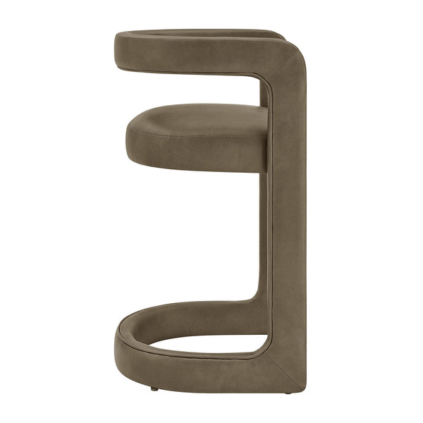Modway Furniture Winslow Vegan Leather Barrel Back Counter Stool with Steel Footrest for Modern Kitchens Mustard EEI-7808-MUS