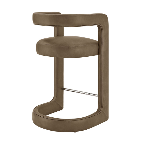 Modway Furniture Winslow Vegan Leather Barrel Back Counter Stool with Steel Footrest for Modern Kitchens Mustard EEI-7808-MUS