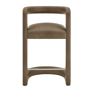 Modway Furniture Winslow Vegan Leather Barrel Back Counter Stool with Steel Footrest for Modern Kitchens Mustard EEI-7808-MUS