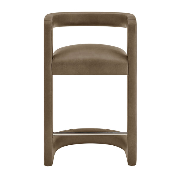 Modway Furniture Winslow Vegan Leather Barrel Back Counter Stool with Steel Footrest for Modern Kitchens Mustard EEI-7808-MUS