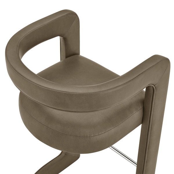 Modway Furniture Winslow Vegan Leather Barrel Back Counter Stool with Steel Footrest for Modern Kitchens Mustard EEI-7808-MUS
