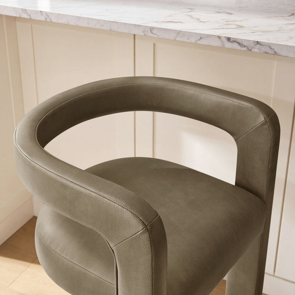 Modway Furniture Winslow Vegan Leather Barrel Back Counter Stool with Steel Footrest for Modern Kitchens Mustard EEI-7808-MUS