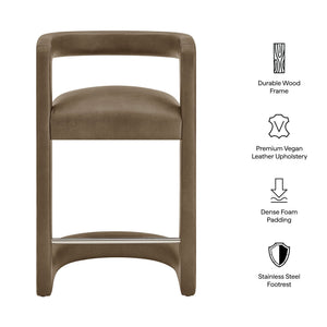 Modway Furniture Winslow Vegan Leather Barrel Back Counter Stool with Steel Footrest for Modern Kitchens Mustard EEI-7808-MUS