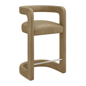 Modway Furniture Winslow Vegan Leather Barrel Back Counter Stool with Steel Footrest for Modern Kitchens Toast EEI-7808-TST