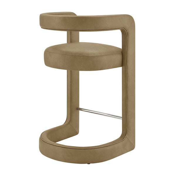 Modway Furniture Winslow Vegan Leather Barrel Back Counter Stool with Steel Footrest for Modern Kitchens Toast EEI-7808-TST