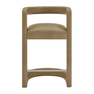 Modway Furniture Winslow Vegan Leather Barrel Back Counter Stool with Steel Footrest for Modern Kitchens Toast EEI-7808-TST