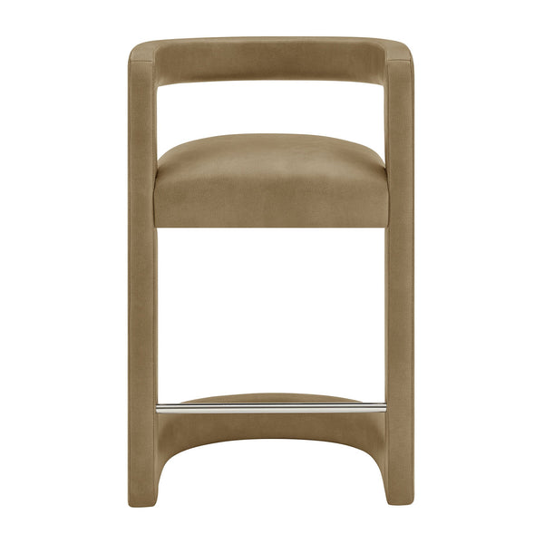Modway Furniture Winslow Vegan Leather Barrel Back Counter Stool with Steel Footrest for Modern Kitchens Toast EEI-7808-TST