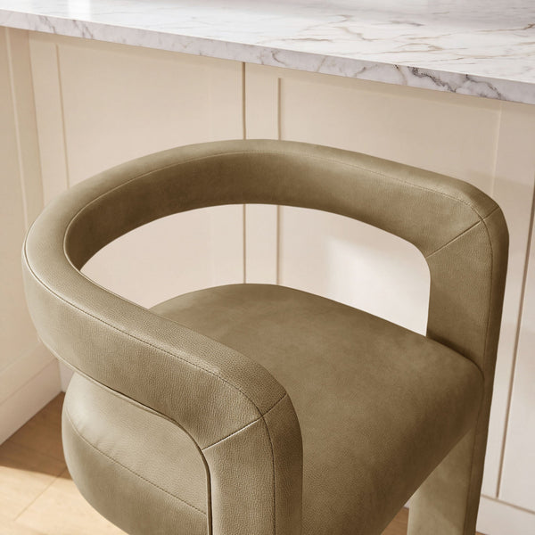 Modway Furniture Winslow Vegan Leather Barrel Back Counter Stool with Steel Footrest for Modern Kitchens Toast EEI-7808-TST