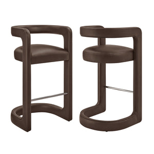 Modway Furniture Winslow Vegan Leather Bar Stools with Open Back Design for Kitchen Island Entertaining Espresso EEI-7809-ESP