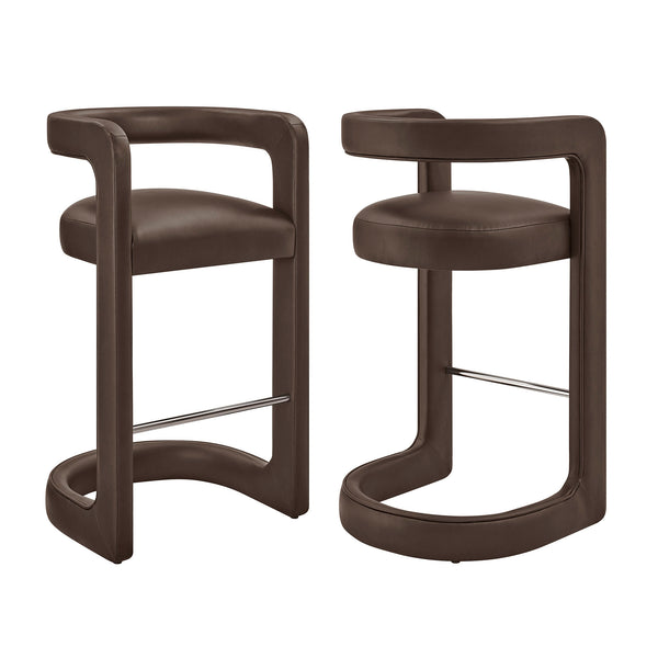 Modway Furniture Winslow Vegan Leather Bar Stools with Open Back Design for Kitchen Island Entertaining Espresso EEI-7809-ESP