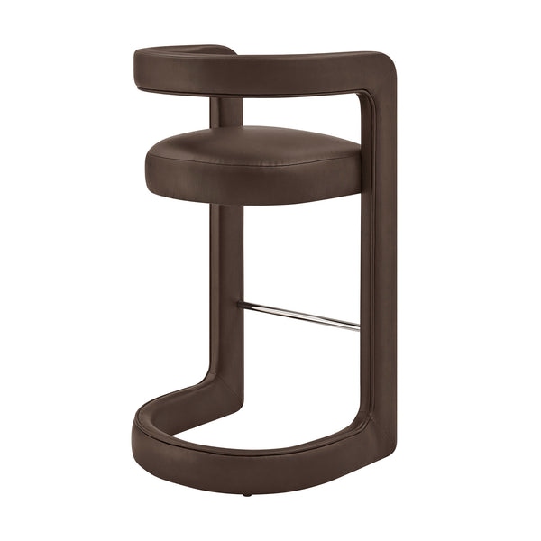 Modway Furniture Winslow Vegan Leather Bar Stools with Open Back Design for Kitchen Island Entertaining Espresso EEI-7809-ESP
