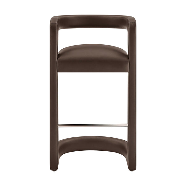 Modway Furniture Winslow Vegan Leather Bar Stools with Open Back Design for Kitchen Island Entertaining Espresso EEI-7809-ESP
