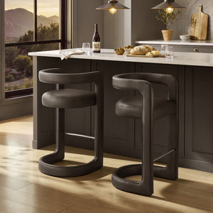 Modway Furniture Winslow Vegan Leather Bar Stools with Open Back Design for Kitchen Island Entertaining Espresso EEI-7809-ESP