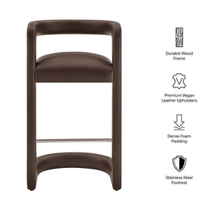 Modway Furniture Winslow Vegan Leather Bar Stools with Open Back Design for Kitchen Island Entertaining Espresso EEI-7809-ESP
