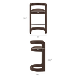 Modway Furniture Winslow Vegan Leather Bar Stools with Open Back Design for Kitchen Island Entertaining Espresso EEI-7809-ESP