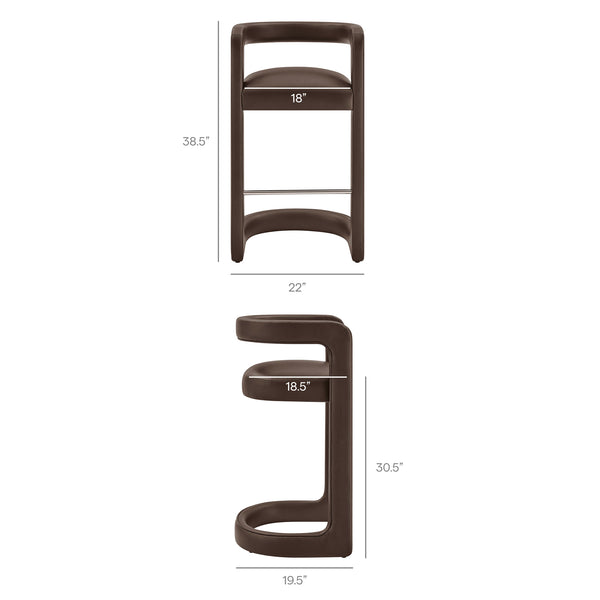 Modway Furniture Winslow Vegan Leather Bar Stools with Open Back Design for Kitchen Island Entertaining Espresso EEI-7809-ESP