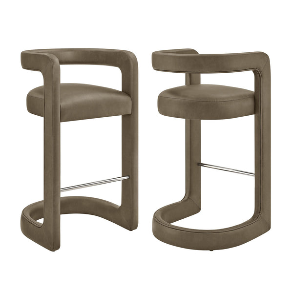 Modway Furniture Winslow Vegan Leather Bar Stools with Open Back Design for Kitchen Island Entertaining Mustard EEI-7809-MUS