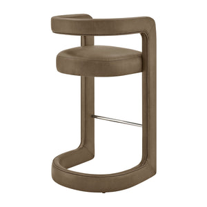 Modway Furniture Winslow Vegan Leather Bar Stools with Open Back Design for Kitchen Island Entertaining Mustard EEI-7809-MUS