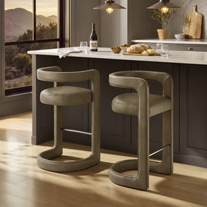 Modway Furniture Winslow Vegan Leather Bar Stools with Open Back Design for Kitchen Island Entertaining Mustard EEI-7809-MUS
