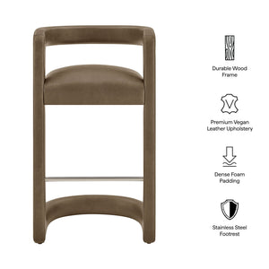 Modway Furniture Winslow Vegan Leather Bar Stools with Open Back Design for Kitchen Island Entertaining Mustard EEI-7809-MUS