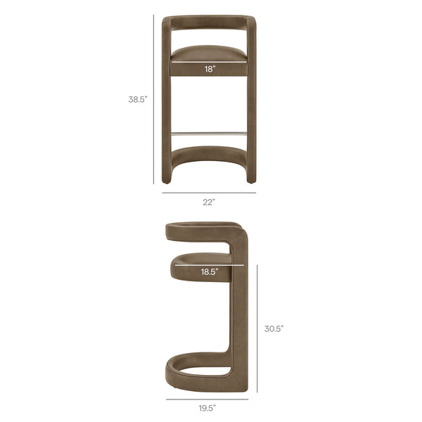 Modway Furniture Winslow Vegan Leather Bar Stools with Open Back Design for Kitchen Island Entertaining Mustard EEI-7809-MUS