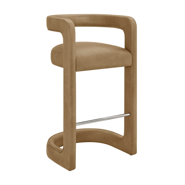 Modway Furniture Winslow Vegan Leather Bar Stools with Open Back Design for Kitchen Island Entertaining Toast EEI-7809-TST
