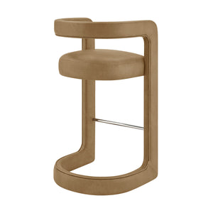 Modway Furniture Winslow Vegan Leather Bar Stools with Open Back Design for Kitchen Island Entertaining Toast EEI-7809-TST