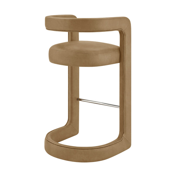 Modway Furniture Winslow Vegan Leather Bar Stools with Open Back Design for Kitchen Island Entertaining Toast EEI-7809-TST