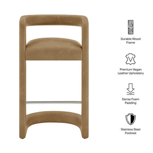 Modway Furniture Winslow Vegan Leather Bar Stools with Open Back Design for Kitchen Island Entertaining Toast EEI-7809-TST