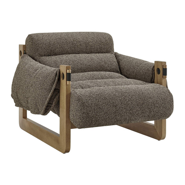 Modway Furniture Sorelle Retro Sling Lounge Chair with Rubberwood Frame and Overstuffed Fabric Cushions Brown EEI-7813-DBR-ETH