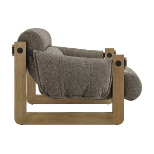 Modway Furniture Sorelle Retro Sling Lounge Chair with Rubberwood Frame and Overstuffed Fabric Cushions Brown EEI-7813-DBR-ETH