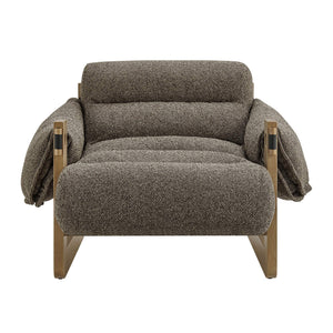 Modway Furniture Sorelle Retro Sling Lounge Chair with Rubberwood Frame and Overstuffed Fabric Cushions Brown EEI-7813-DBR-ETH