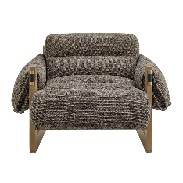 Modway Furniture Sorelle Retro Sling Lounge Chair with Rubberwood Frame and Overstuffed Fabric Cushions Brown EEI-7813-DBR-ETH